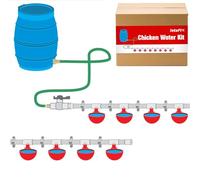 Automatic Chicken Watering System with 1/2" PVC Pipe & Hose Connector Kit, Leak-Proof and Easy-Assembly Chicken Drinker for Coops, Compatible with Water Tanks