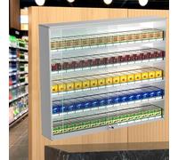 Automatic Cigarette Pusher Display Holder, Aluminum Alloy Cigarette Showcase for Market Store Retail, Wall Mounted with Lock