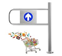 Automatic Closing Stainless Steel Safety Barrier - One-Way Traffic Solution with Spring Mechanism for Markets Libraries and Store Entrances - 70 x 100 cm