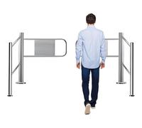 Automatic Closing Stainless Steel Swing Gate - Pedestrian Access Security Barrier for Libraries Stores & Factories - Spring-Loaded Safety Entrance (Wide 83")