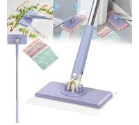 Automatic Cloth Changing Mini Mop, Automatic Cloth Changing Mini Mop Spin Mop, 360°Rotating Head Portable Push-Pull Handle Design, Mini Mop Compatible with Face Towels (Purple, 70cm)