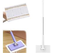 Automatic Cloth Changing Mini Mop, Hands-Free Mini Mop, 360 Rotating Wet and Dry Mops, Versatile Portable Push-Pull Handle for Kitchen Bathroom House Wall (White)