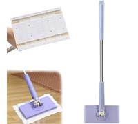 Automatic Cloth Changing Mini Mop, Hands-Free Mini Mop, 360 Rotating Wet and Dry Mops, Versatile Portable Push-Pull Handle for Kitchen Bathroom House Wall (Purple)
