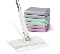 Automatic Cloth Changing Mini Mop, Hands-Free Mini Mop Compatible with Face Towels,360°Rotating Automatic Cloth Changing Mop with Towels, Disposable Floor Duster for Floor, Mirror, Wall (White)