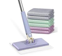 Automatic Cloth Changing Mini Mop, Hands-Free Mini Mop Compatible with Face Towels,360°Rotating Automatic Cloth Changing Mop with Towels, Disposable Floor Duster for Floor, Mirror, Wall (Purple)