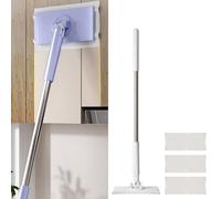 Automatic Cloth Changing Mini Mop with 360° Rotating Head, Push-Pull Handle, Versatile Cleaner for Dry & Wet Floors, Bathroom, Kitchen (White 1 S)