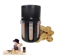 Automatic Coin Sorter Machine - 4.56"x7.53" Black ABS Counter for Home, Office, Store - One-Touch Start, Multi-Currency Sorting, Child-Safe Storage - Fast & Efficient Change Management