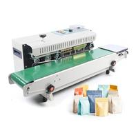 Automatic Continuous Sealing Machine, Horizontal Constant Heat Plastic Bag Sealer with Date Embossing, 0-12m/min Adjustable Speed, 0-300℃ Temp Control, Electric Band Packing Tool