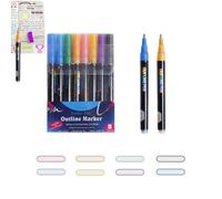 Automatic Contour Markers | Double Line Glitter Pens for Painting | Portable Glitter Contour Pens for DIY Art Crafts, Journal, Greeting Cards, Drawings