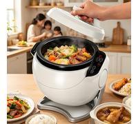 Automatic Cooking Machine Commercial Food Processor with Nonstick Pot, Auto Stirring Rotating Drum for Fried Rice, Soup, Stir Fry