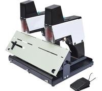 Automatic Desktop Binder with Electric Stapling, Adjustable Force Levels, Dual-Head Design for Graphic Design, School, Office, and Printing Applications