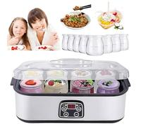 Automatic Digital Yogurt Maker with Adjustable Temperature & Time Control, 8 Glass Jars, Easy Cleaning, Multifunctional Home Yogurt Incubator for Healthy Living