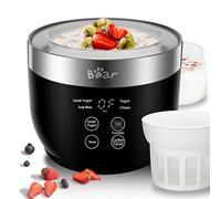 Yogurt Maker, Yogurt Maker Machine with Stainless Steel Inner Pot, Automatic Digital Frozen Yogurt Maker with 2 Glass Jars 1 Quart and Strainer for Home Organic Yogurt, Black