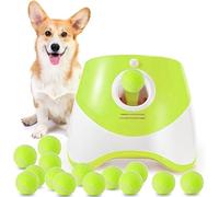 Automatic Dog Ball Launcher, Puppy Ball Thrower Machine with 10-30 Ft Launch Distance, Interactive Dog Toys for Small Dogs Indoor & Outdoor, Including 12 Mini Balls (Light Green)