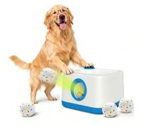 Automatic Dog Ball Launcher, Upgrade 2 in 1 Interactive 3 Adjustable Distances Dog Ball Thrower for Medium to Small Dogs, Rechargeable Brain Training Paw-Activated Balls Launcher with 2.3" Balls
