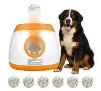 Automatic Dog Ball Launcher with 6 Balls, Interactive Thrower for Medium & Large Dogs, 3 Adjustable Distances (26-78FT), Remote Control for Outdoor Play