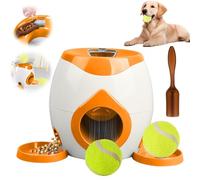 Automatic Dog Ball Thrower Launcher, 2025 Upgraded Dogs Fetch Balls Thrower Feeding Machine, Interactive Dog Feeder Tennis Ball Thrower Self Playing for Small and Medium Breeds (Orange, Standard)