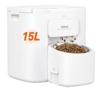 Automatic Dog Feeder for Large Breed, 15L/ 63Cups Vacuum-Sealed Storage & Timed Auto Dog Food Dispenser 2in1, Airtight 100% Freshness, Anti-Blockage, Support up to 22mm Pet Food, Stainless Steel Bowl