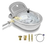 Automatic Dog Water Bowl Dispenser,3L Automatic Horse Waterer Bowl with Float Valve,304 Stainless Steel Automatic Livestock Water Bowl Kit for Cow,Pig,Duck,Chicken,Sheep