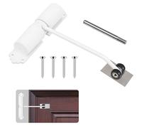Automatic Door Closer - Adjustable Closing Force, Spring Loaded with 4 Screws and Adjustment Lever for Room Doors, Office and Garden Gate, White