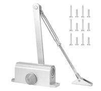 Automatic Door Closer with Flex-Stop Feature, Adjustable Hydraulic Closer for Doors 35-65kg, Aluminum Alloy, High-Performance 60SiMn Spring, Speed Adjustable, EN1154 Certified for Home Commercial Use