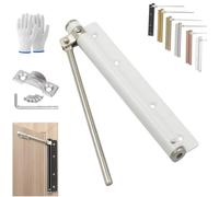 Automatic Door Self-Closing Hinge, Adjustable Universal Stainless Steel Silent Self Closing Hinges, for Wood and Indoor Doors, with Base, Screw, Wrench (White)