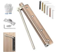 Automatic Door Self-Closing Hinge, Adjustable Universal Stainless Steel Silent Self Closing Hinges, for Wood and Indoor Doors, with Base, Screw, Wrench (Red)