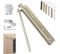 Automatic Door Self-Closing Hinge, Adjustable Universal Stainless Steel Silent Self Closing Hinges, for Wood and Indoor Doors, with Base, Screw, Wrench (Cyan)