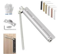 Automatic Door Self-Closing Hinge, Adjustable Universal Stainless Steel Silent Self Closing Hinges, for Wood and Indoor Doors, with Base, Screw, Wrench (Silver)