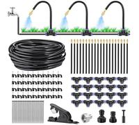 Automatic Drip Irrigation Kit 66FT(20m) - DIY Garden Watering System with 20Pcs 360°Adjustable Bendable Brass Mist Nozzles, Faucet Adapter, Hose & Cutters for Greenhouse Yard Cooling Humidifying