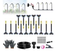 Automatic Drip Irrigation Kit, Complete Garden Watering System with 5/10/15PCS 360°Adjustable Brass Sprinklers, Hose & Cutters - Drip Irrigation System for Garden, Outdoor, Lawn, Easy DIY Kit (15M)