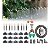 Automatic Drip Irrigation Kit with Smart Timer - 20-50m Garden Watering System with 360° Bending Dropper and Atomizing Mist Nozzles - Efficient Irrigation Solution