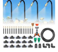Automatic Drip Misting System with Smart Irrigation Controller, 360-Degree Bending Dropper Atomizing Copper Nozzle for Garden and Greenhouse,with Timer