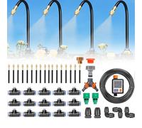 Automatic Drip Misting System with Smart Irrigation Controller, 360-Degree Bending Dropper Atomizing Copper Nozzle for Garden and Greenhouse,with Timer