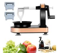 Automatic Electric Fruit Peeler, Multi-Functional Veggie Cutter & Slicer Machine with Replaceable Cutters, Hand Peeler Fruit Peeler Machine for Apples Potatoes (Black 1set)
