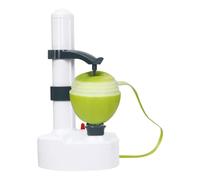 Automatic Electric Fruit Peeler White Stainless Steel Cylinder 3W Peeler with Height Adjustable & 2 Replacement Blades, Compact Countertop Potato Vegetable Peeling Machine for Home Kitchen
