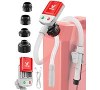 Automatic Electric Fuel Transfer Pump with Auto-Stop, 3.8GPM & 51" Hose & 4 Size Adapters Gas Can Pump with Leak Protection for Gasoline, Diesel, Kerosene, Gifts for Men Dad Him - 2nd Gen Red Gray