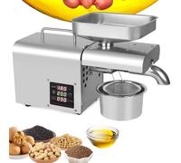 Automatic Electric Oil Press Machine, Commercial Cold Hot Oil Maker with Pre-heat Countdown, Pure Copper Large Motor, Continuous Operation for Home and Trade