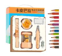 Automatic Electric Pencil Sharpener - Vacuum Eraser Sticker Set | Stationery Set With Capybara Theme | For Students, Boys, Girls, Artists, Teachers, And For Home, The