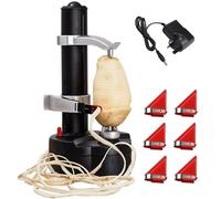 Automatic Electric Potato Peeler, Rotating Apple Peeler, and Fruit/Vegetable Cutter with 6 Replaceable Blades, Powered by 4 AA Batteries (Not Included) or 6V Adapter Charger (Included)