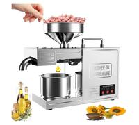 Automatic Electric Press, Temperature Control Oil Press Machine Hot Cold Oil Extraction Expeller for Peanuts, Flax Seeds, Nuts, Sunflower Seeds
