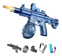 Automatic Electric Water Gun with High-Capacity Drum, Realistic SMG, Rechargeable, Automatic Squirt Watergun with LED, Squirt Gun Water Blaster up to 32 FT Long Range, Summer Pool Party Toy (Blue)