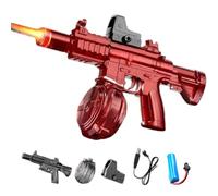Automatic Electric Water Gun with High-Capacity Drum, Realistic SMG, Rechargeable, Automatic Squirt Watergun with LED, Squirt Gun Water Blaster up to 32 FT Long Range, Summer Pool Party Toy (Red)