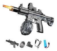 Automatic Electric Water Gun with High-Capacity Drum, Realistic SMG, Rechargeable, Automatic Squirt Watergun with LED, Squirt Gun Water Blaster up to 32 FT Long Range, Summer Pool Party Toy (Black)
