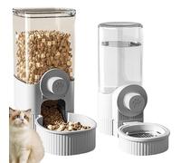 Automatic Feeder, Automatic Cat Feeder, 520 ml, Gravity Water Dispenser and 1.2 L Automatic Cat & Dog Feeder for Wet/Dry Food, for Small, Medium Pets (Grey)