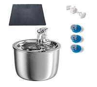 Automatic Feeders 2L Smart Cat Water Fountain Automatic Filter Water Dispenser Feeder Mat Motion Sensor 304 Stainless Steel Pet Drinking Fountain for dogs and cats(A06-FilterX3-mat)
