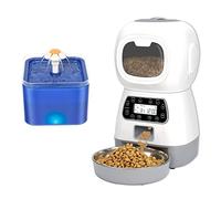 Automatic Feeders 3.5L Smart Automatic Pet Feeder Dog Cat Feeder Food Bowl Dispenser Voice Recorder Timer And 2L Pet Waterer Drinking Fountain for dogs and cats(Pet Waterer Feeder B)