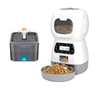 Automatic Feeders 3.5L Smart Automatic Pet Feeder Dog Cat Feeder Food Bowl Dispenser Voice Recorder Timer And 2L Pet Waterer Drinking Fountain for dogs and cats(Pet Waterer Feeder C)