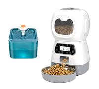 Automatic Feeders 3.5L Smart Automatic Pet Feeder Dog Cat Feeder Food Bowl Dispenser Voice Recorder Timer And 2L Pet Waterer Drinking Fountain for dogs and cats(Pet Waterer Feeder D)