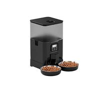 Automatic Feeders 6L Timing Pet Feeder Automatic Pet Feeding Stainless Steel Double Bowl For 2 Small And Medium-Sized Cat Dog Smart Food Dispenser for dogs and cats(Black Transparent B)